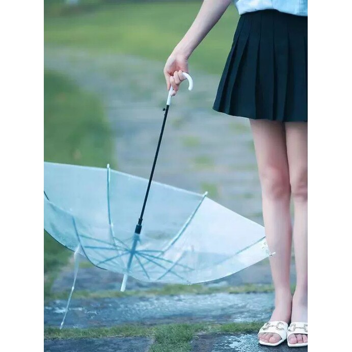 一次性透明雨伞婚礼拍照儿童diy手绘舞蹈道具长柄白色透明旅游伞