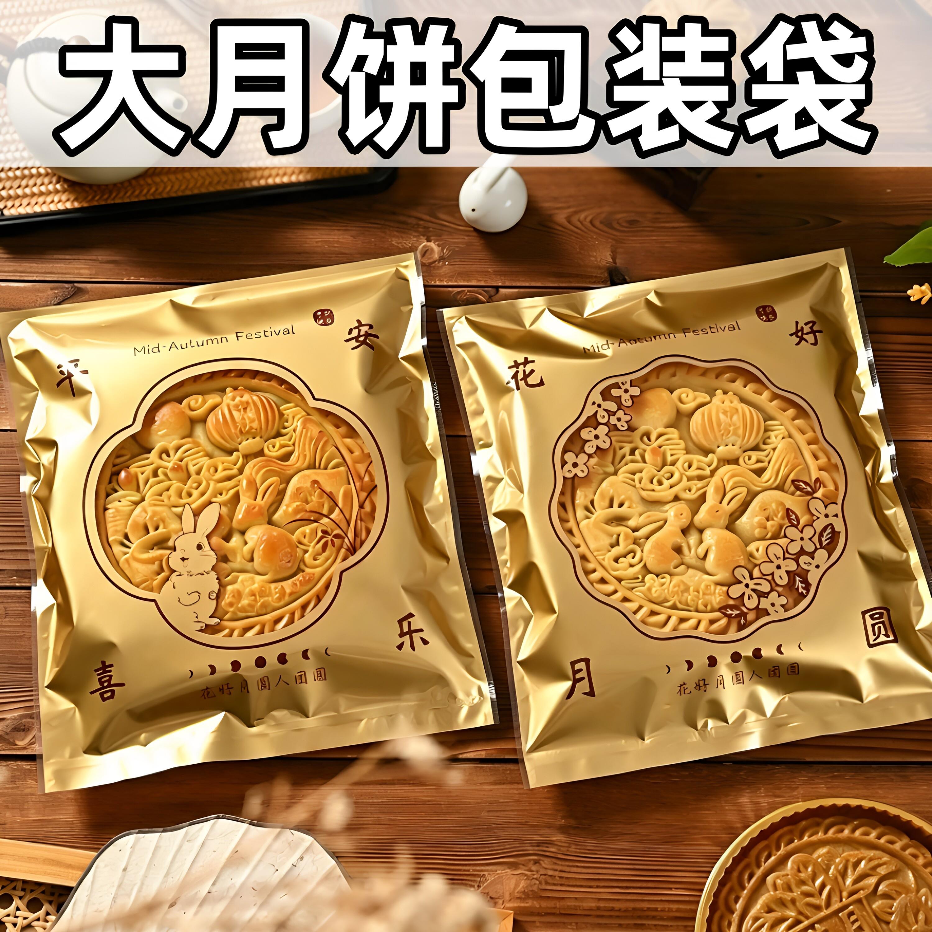 一斤装月饼包装袋中秋节广式大礼饼500g2斤透明单独塑料机封袋子