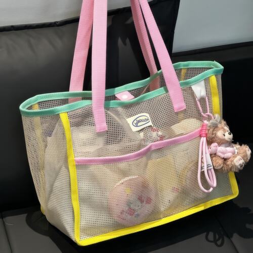 多巴胺游泳包干湿分离手提健身便携化妆包女大容量海边沙滩网格包