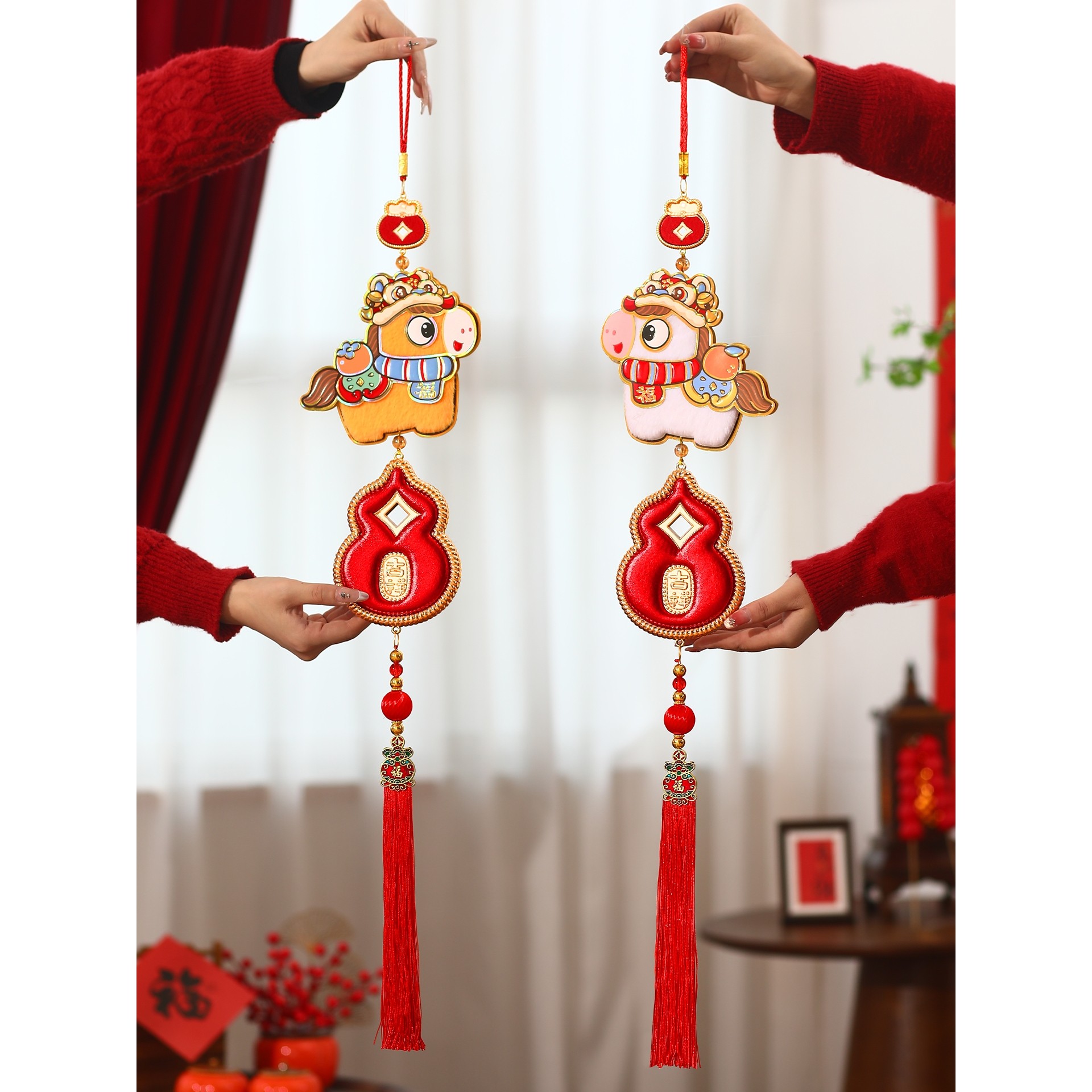 2026新年装饰马年大吉挂件毛绒生肖挂饰春节过年氛围年货布置用品
