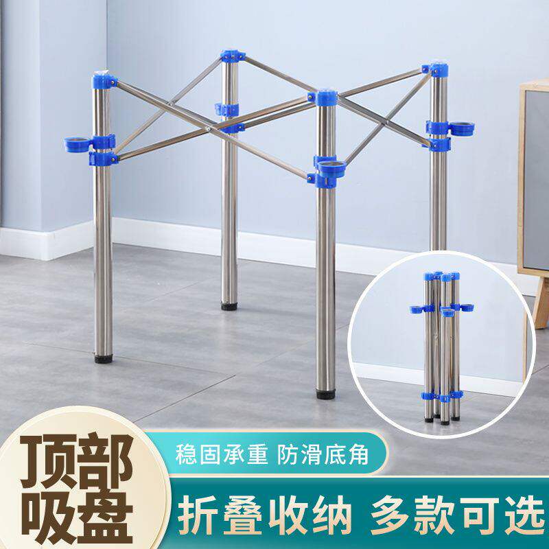 折叠桌腿支架桌架子餐桌脚不锈钢餐台脚铁艺桌子腿加厚麻将桌腿架