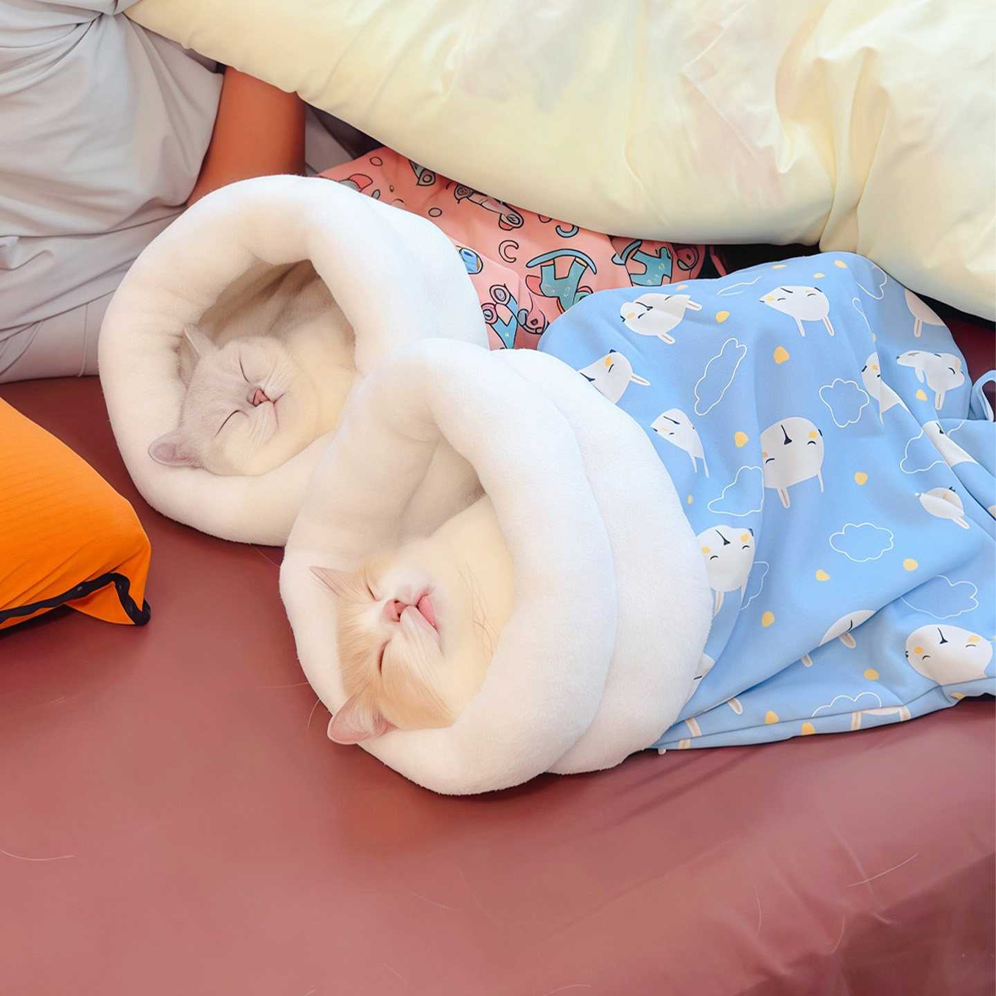 猫咪睡袋冬季保暖半封闭式安全感猫窝小猫可钻隧道被窝睡窝新款