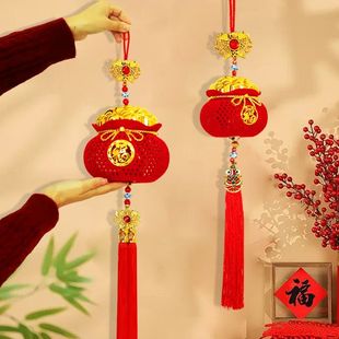 新年灯笼喜庆挂件新款家庭入户门带灯发光福字马年中国风氛围装饰