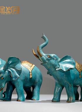 《如意吉象》铜金岁月大象全黄铜摆件工艺品客厅玄关装饰乔迁礼品