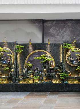 水幕墙流水墙屏风庭院别墅景观酒店客厅背景墙玄关循环水鱼缸摆件