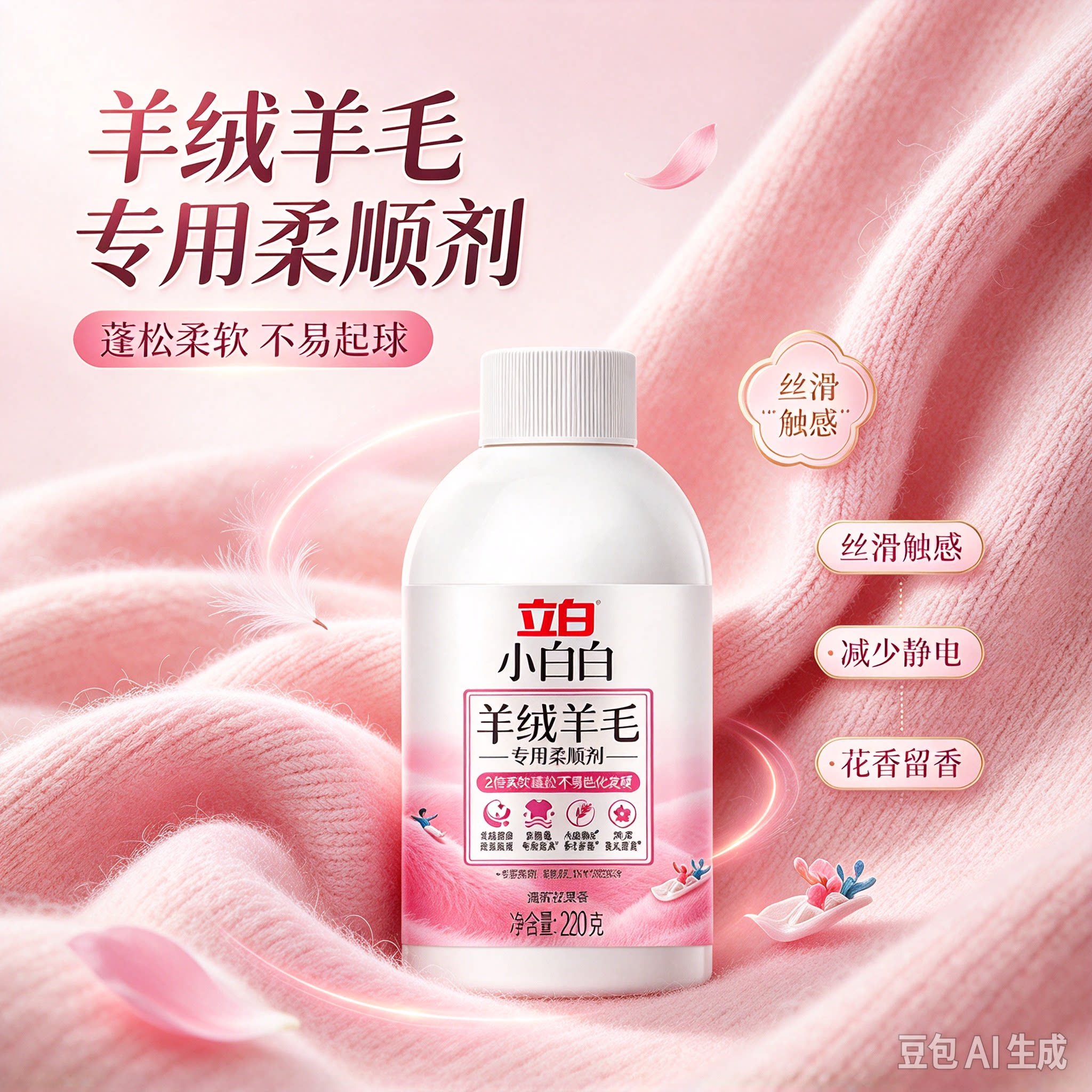 立白小白白羊绒羊毛专用柔顺剂柔软蓬松抗静电防毡化羊绒衫护理液