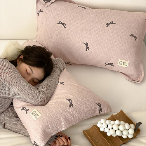 枕巾纯棉一对装全棉纱布防头油