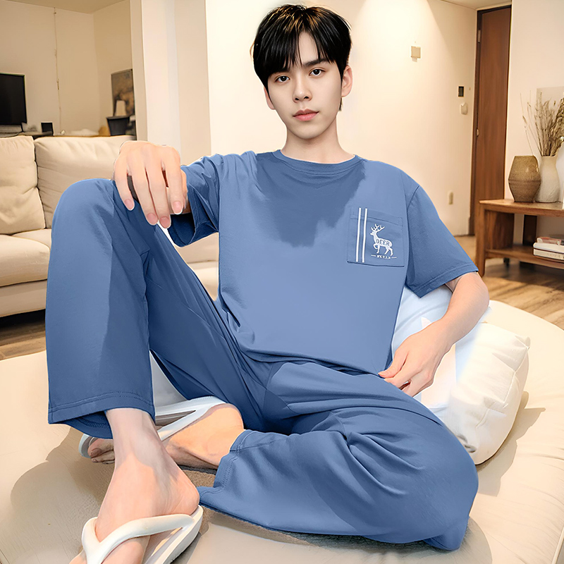 睡衣男士夏季莫代尔休闲短袖长裤2025新款青年夏天薄款家居服套装