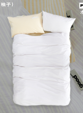 gohm{葡萄柚子}全棉60支水洗棉淡紫色条纹美好商店at home四件套