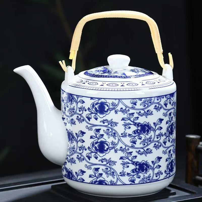 景德镇陶瓷茶壶大号冷水壶青花瓷器壶老式提梁壶家用大容量凉水壶