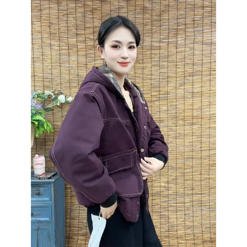 2025冬季新款加厚外套棉衣宽松保暖棉袄休闲纯棉连帽口袋明线棉服,女装/女士精品,棉衣/棉服,淘宝优惠券,粉丝福利购,淘宝优惠卷