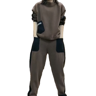 休闲运动加绒套装2025秋冬新款女装欧货卫衣卫裤两件套舒适保暖