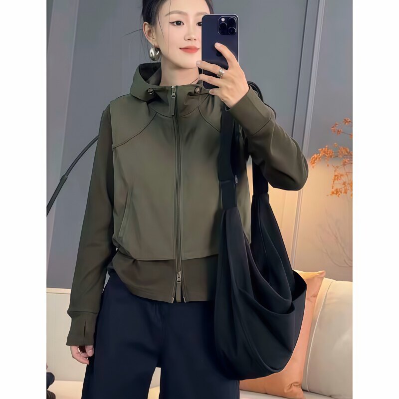 假两件拼接马甲卫衣女2026