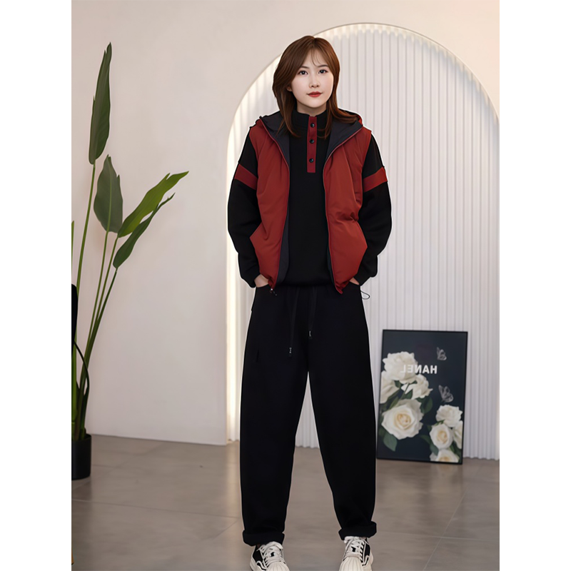 时尚休闲套装2025冬季新款洋气加绒卫衣+双面穿棉马甲+加绒休闲裤,女装/女士精品,时尚套装,淘宝优惠券,粉丝福利购,淘宝优惠卷