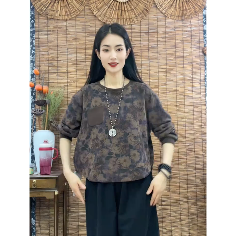 气时尚休闲圆领印花卫衣女