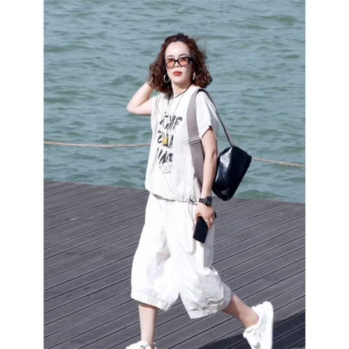 T恤+百搭休闲阔腿裤两件套潮