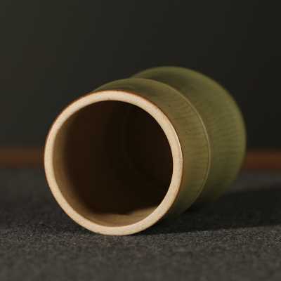 极速青瓷竹节笔简 毛笔文房四宝B书案摆件  笔筒收纳盒多功能笔筒