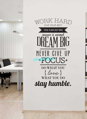 极速Work Hard Quotes qStickers Diy Vinyl Wall Sticker Home D