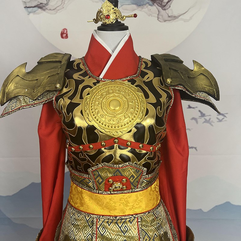 极速巡游女将军盔甲古代女帅甲胄战袍影视古装金色V铠甲定制西安