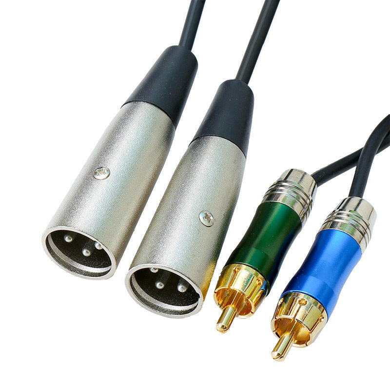 极速专业DIY音频线双RCA莲花头转双卡农公头卡侬公转Y莲花调音台