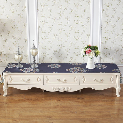 极速欧式电视柜桌布蓝色高端电视柜D罩桌旗茶几垫子定制订做清新