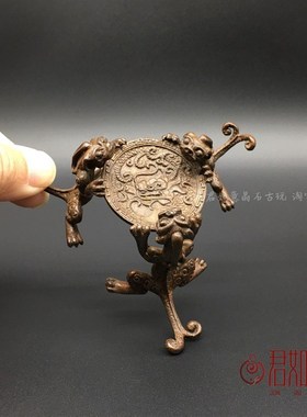 极速铜茶道壶座杯座n盖置仿古三龙盖置铜雕座铜器茶具摆件铜雕铜