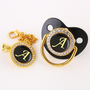 Baby Lett 极速Luxury Bling Clip Alphabet And Black PacifDier