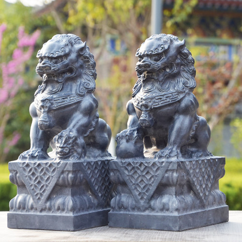 新品天然青石石狮子摆件一对门前门口看门墓前P小号家用石雕石头