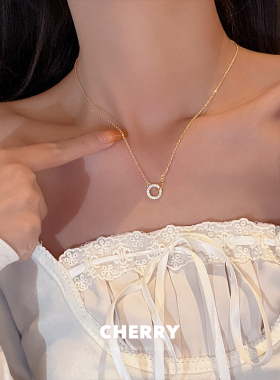 新品环环相扣锆石圆圈项链女轻z奢精致通勤夏季锁骨链小众设计感