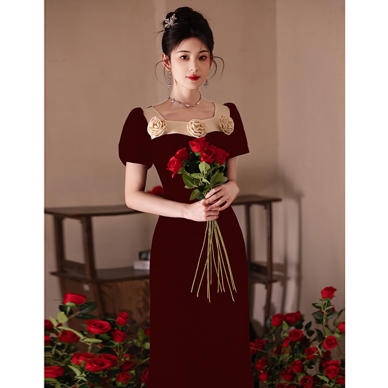 敬酒服新娘2025新p款红色订婚晚礼服女结婚当天便装轻奢高端连衣