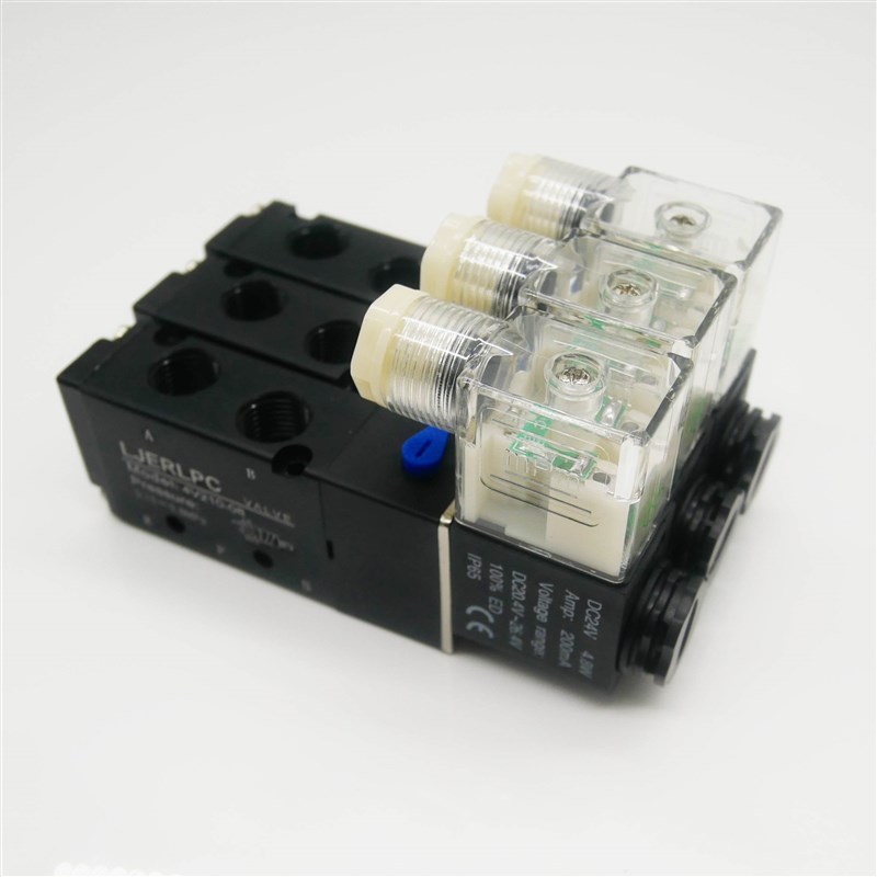亚德客二位五通电磁阀4V210-08 DC24V/ACM220V单线圈换向阀控制阀