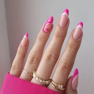 极速24pcs/box Press On Nails Almond Tai Chi WhQite and Black