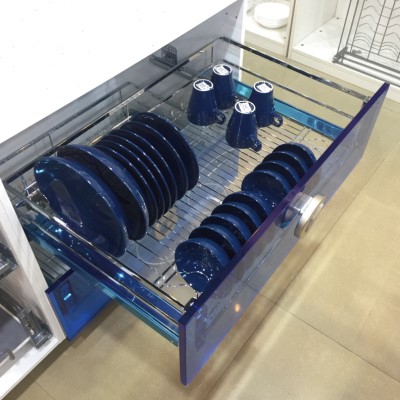 极速高铂斯拉篮厨房整体橱柜双层抽屉式F碗架碗盘柜304不锈钢碗篮