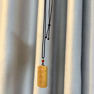 檀木吉祥无事k牌吊坠项链 女款木质文玩吊坠