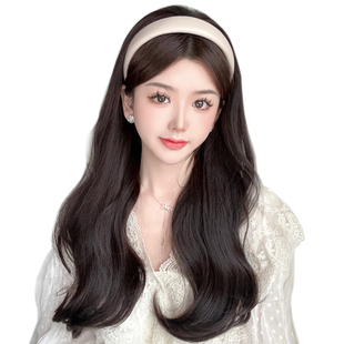 极速假发女长发微卷发箍假发一体半头套仿全O真发假发片带发卡的