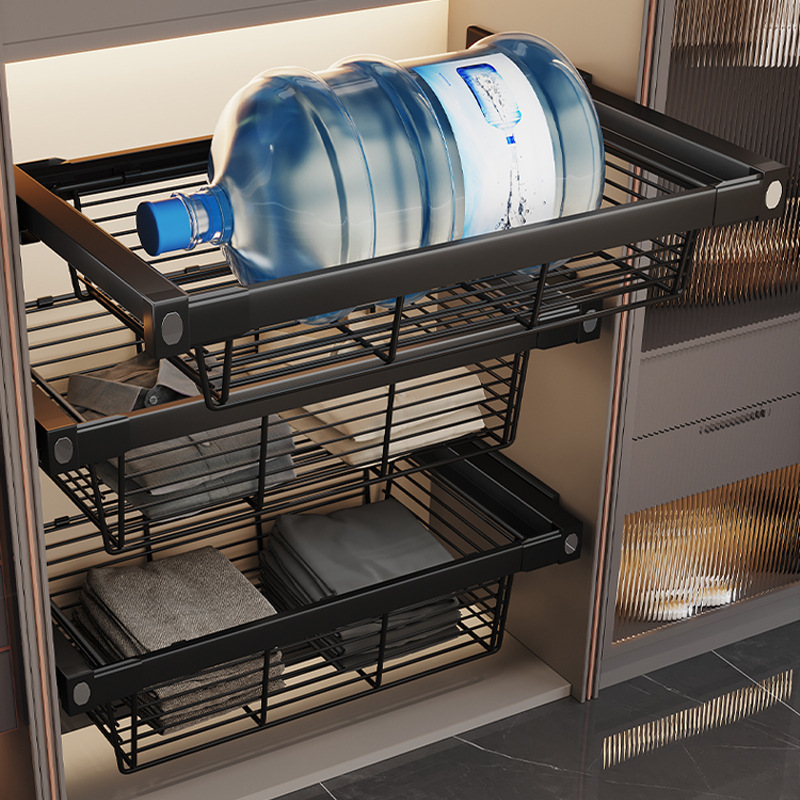 极速轻奢衣柜拉篮抽屉式衣帽间抽拉E裤架伸缩家用滑轨收纳抽五金