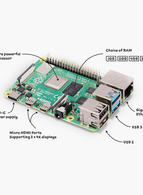 极速树莓派4代B型8GBm 4GB主板 Raspberry Pi 4B开发板套件 Pytho