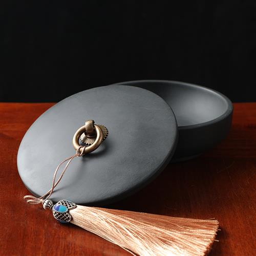 极速新品诺诗诺碗砚原石歙砚文房四宝砚台带盖P子可携式墨盒墨池