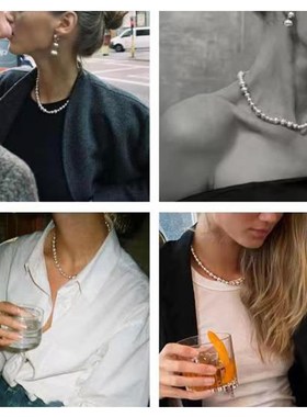 不规则渐变铜珠金属风项链女轻奢小众高级感辣妹锁骨链爆款脖颈链