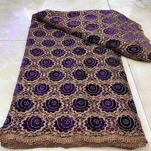 非洲多色刺绣水溶绣花布蕾丝面料镂空设计款女装旗袍连衣裙