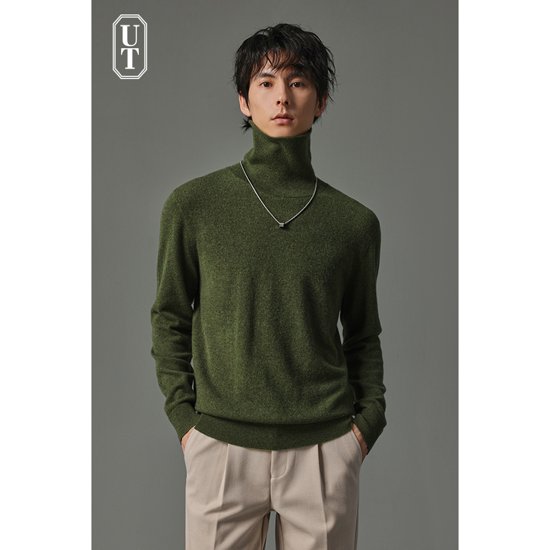 半中高领羊绒衫男士加厚款秋冬羊毛针织衫百搭时尚打底衫上衣保暖
