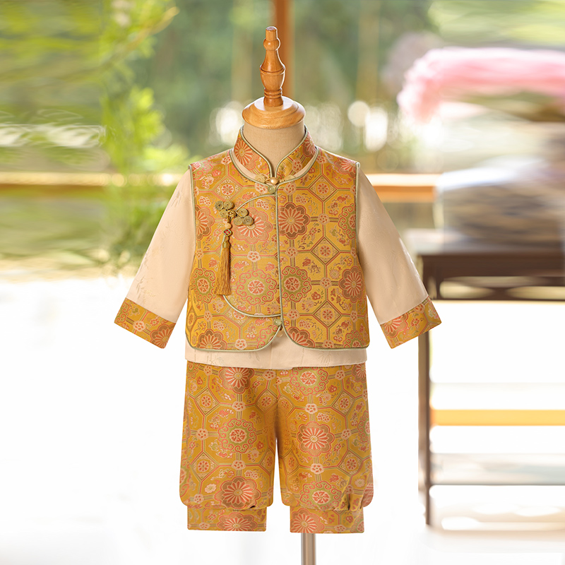 中式周岁男宝礼服秋季2024新款一岁宝宝抓周唐装中国风男童衣服秋