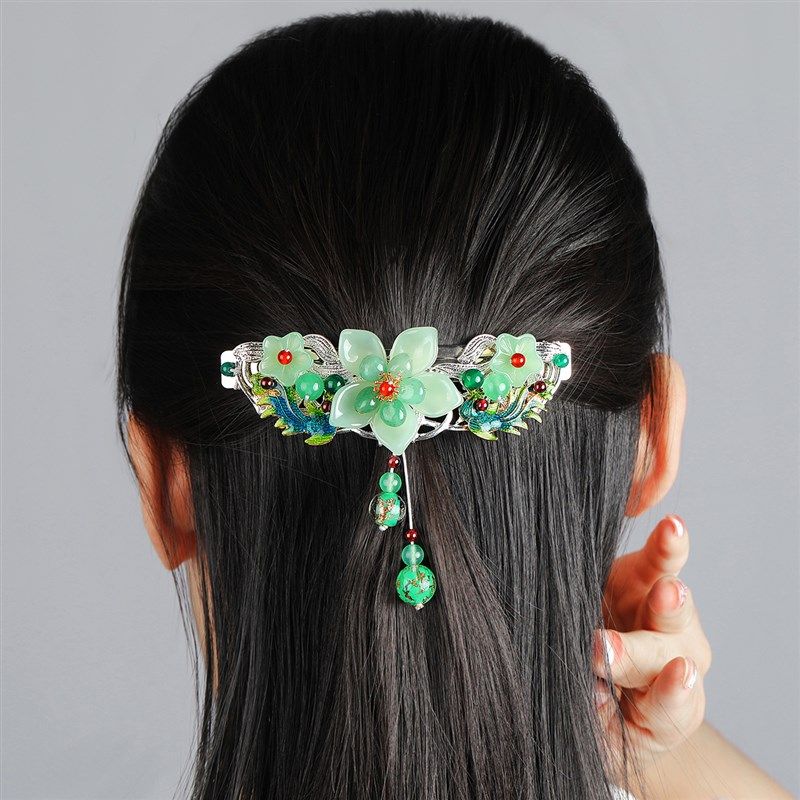 古风超大号发夹民族风发饰东陵玉头花弹簧夹国潮国风吊坠夹发卡女,饰品/流行首饰/时尚饰品新,发饰,淘宝优惠券,粉丝福利购,淘宝优惠卷