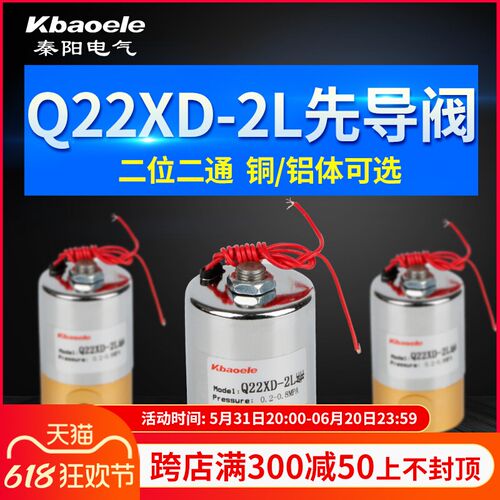 Q22XD-2L二位二通Q23XD-2L二位三通先导头铜电磁阀 220V 24V 380V