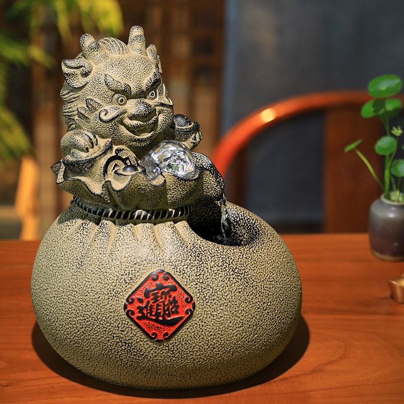 陋石坊中式家居室内客厅办公室内循环水景观桌面流水摆件礼品装饰