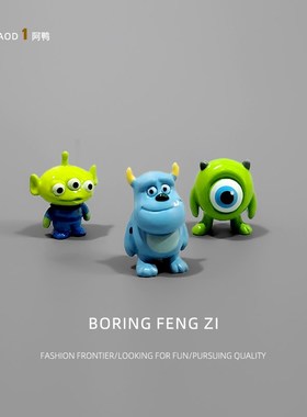无聊了!看看可爱的小蓝毛怪情绪解压小摆件桌面大眼怪工位装饰品