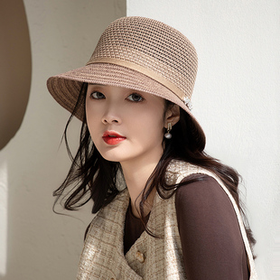 帽子女款2025新款夏季太阳帽时尚洋气遮阳帽女防晒大帽檐渔夫帽