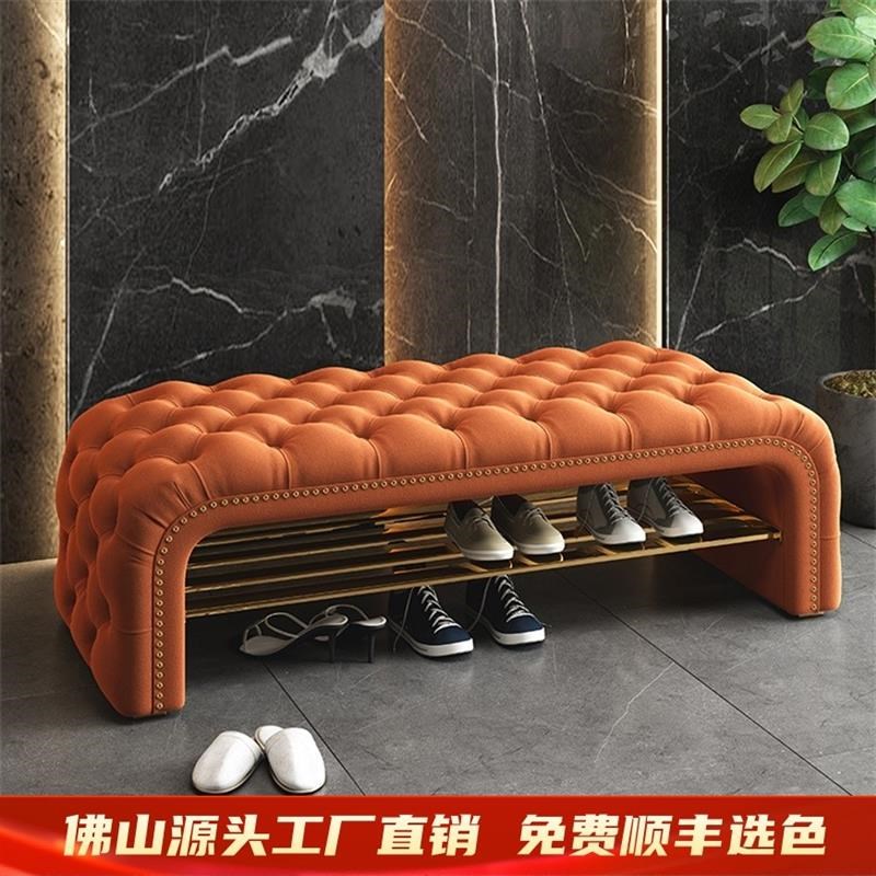 凳轻奢换鞋美式卧室轻奢床尾凳家用门口穿鞋凳衣帽试衣间长条凳