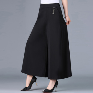 大码 垂坠感休闲九分裤 中老年女裤 宽松阔腿裤 裙裤 妈妈裤 大脚裤 夏季