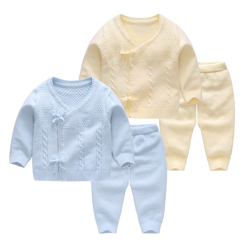 婴儿毛衣针织衫春秋新生儿宝宝线衣开衫秋冬手工编织衣服套装外套